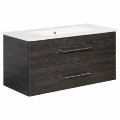 Fackelmann B.perfekt Becken+Waschtischunterschrank - Dark Oak | 102X49X48 Cm