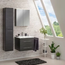 Fackelmann B.perfekt Spiegelschrank, Led-Box+Leuchte - Dark Oak | 60x69,5x23,5 Cm | 2 Türen -Wenko Verkaufsgeschäft 2084867 b perfekt spiegelschrank led box leuchte 2