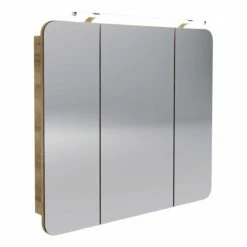Fackelmann MILANO Spiegelschrank, 3Türen, LED-Leuchte - Asteiche | 90x78x16 Cm