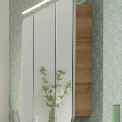 Fackelmann MILANO Spiegelschrank, 3Türen, LED-Leuchte - Asteiche | 90x78x16 Cm -Wenko Verkaufsgeschäft 2160098 milano spiegelschrank 3tueren led leuchte 3